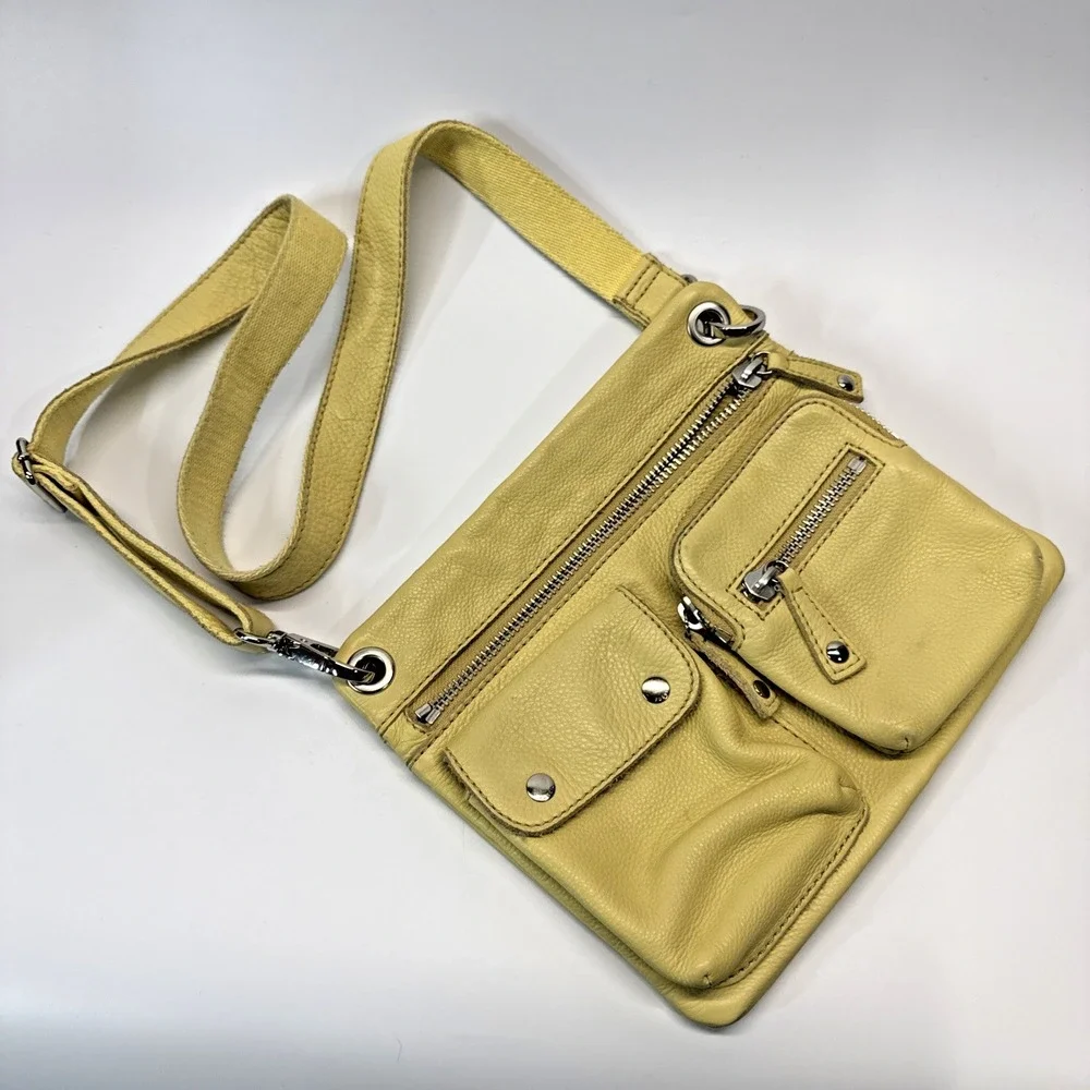 Fossil Sutter Leather Crossbody Bag Shoulder Purse‎ Messenger Pale Yellow Y2K